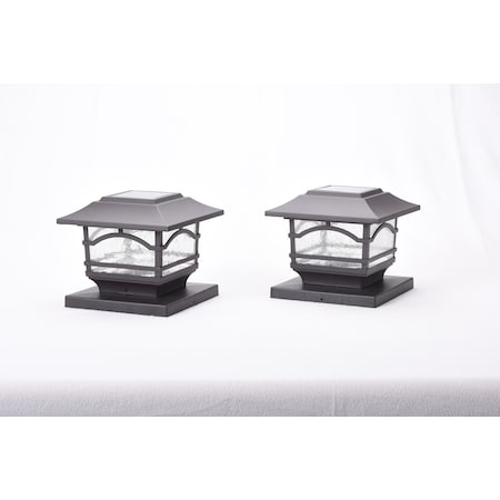 Mission Style Post Top / Deck Light Metal And Glass, Dark Bronze, PK 2